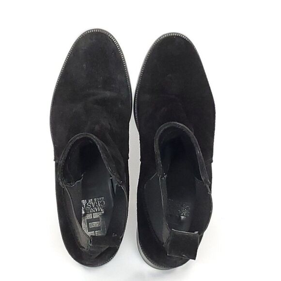 Emanuele Crasto Suede Chelsea Boot 39 US 8 Black Mid Calf Block Heel Italy - Picture 4 of 8